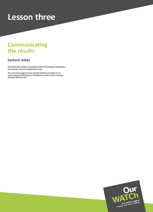 Cover of resource with Our Watch branding in green and grey with the Our Watch logo.